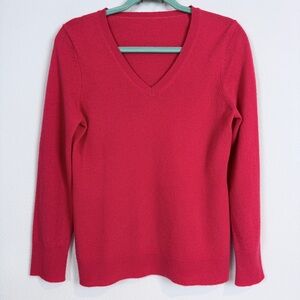 Red V-Neck Cashmere Sweater M